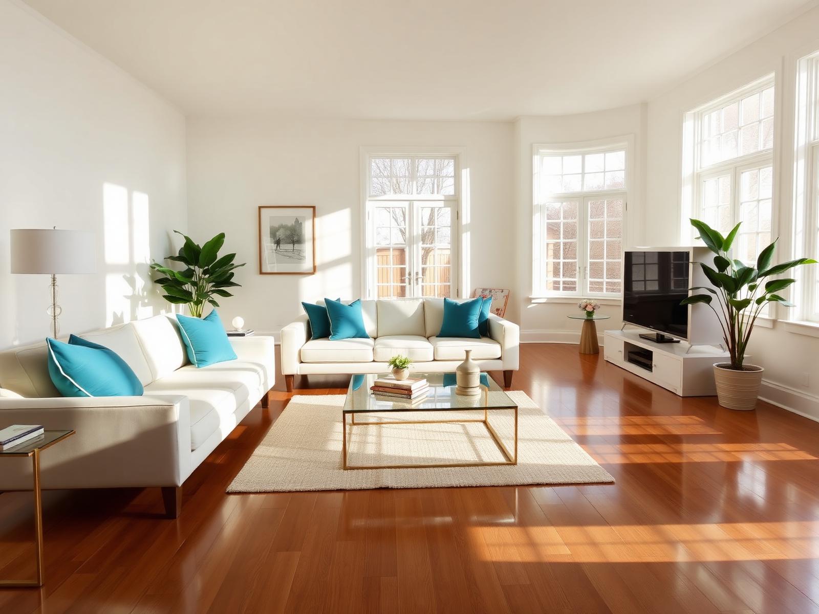 Bright, sparkling clean modern living room